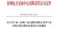 關(guān)于中廣核（貴州）電力銷售有限公司等5家市場主體注冊信息變更公示的通知